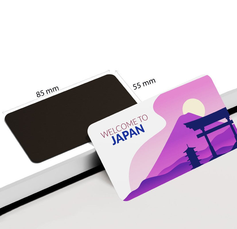 dhcrafts Rectangular Rubber Fridge Magnet / Magnetic Card Purple Japan D3 Design Pack of 1 (8.6cm x 5.4cm)